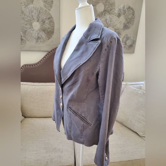 ✨ IMAN ✨Stretch Denim Blazer in Washed Gray - [Size Small] - Picture 4 of 11